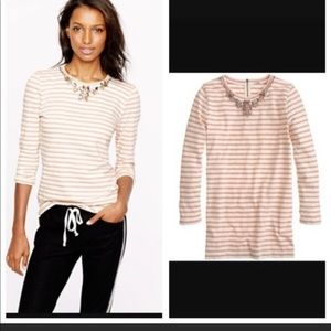 JCrew Jeweled Neck Tee Sz M
